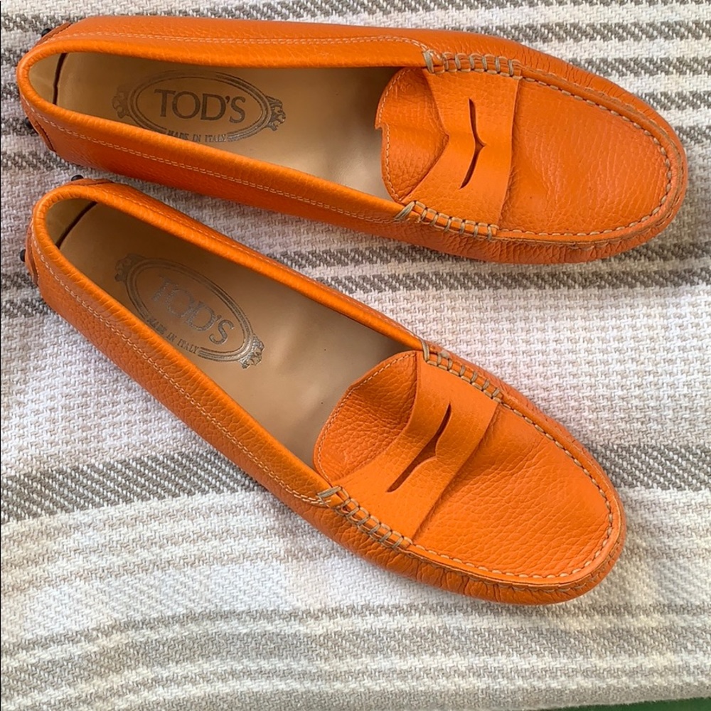 Orange Tod’s Loafers